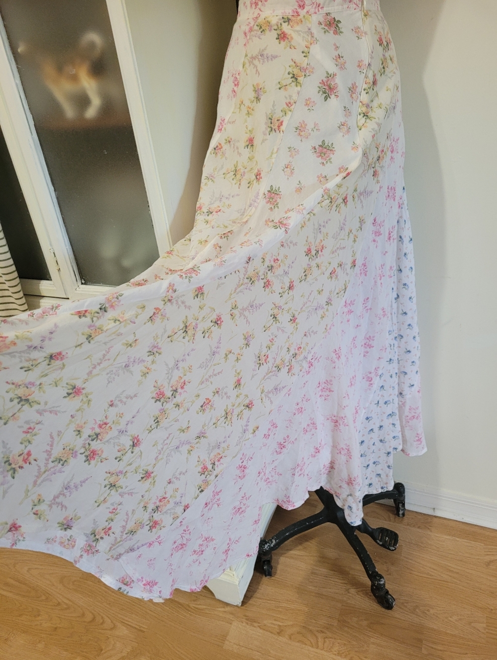 Polo Ralph Lauren Patchwork Quilt Floral Cream Maxi Skirt with Soft Pink Print - Picture 5 of 15